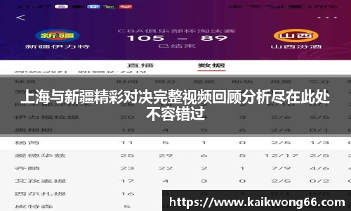 上海与新疆精彩对决完整视频回顾分析尽在此处不容错过